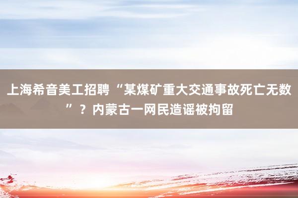 上海希音美工招聘 “某煤矿重大交通事故死亡无数” ？内蒙古一网民造谣被拘留